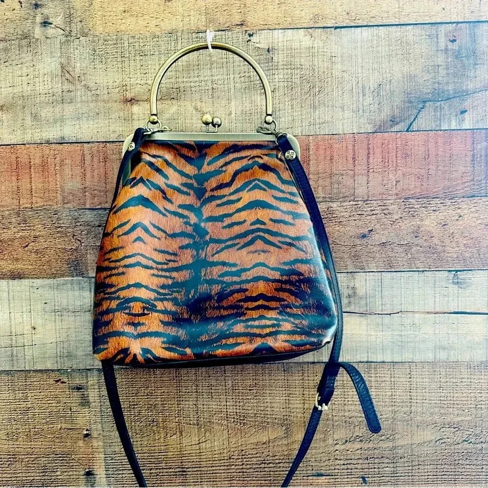 Patricia Nash Tiger Print Leather Novella Frame Bag